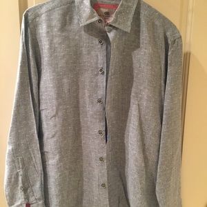 Blue striped Resort Collection Linen Men's shirt